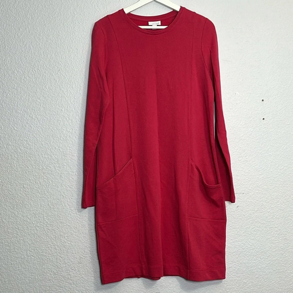 J Jill Pink Pullover Sweater Cotton Dress Pockets Long Sleeve Womens Size Small - Picture 1 of 11